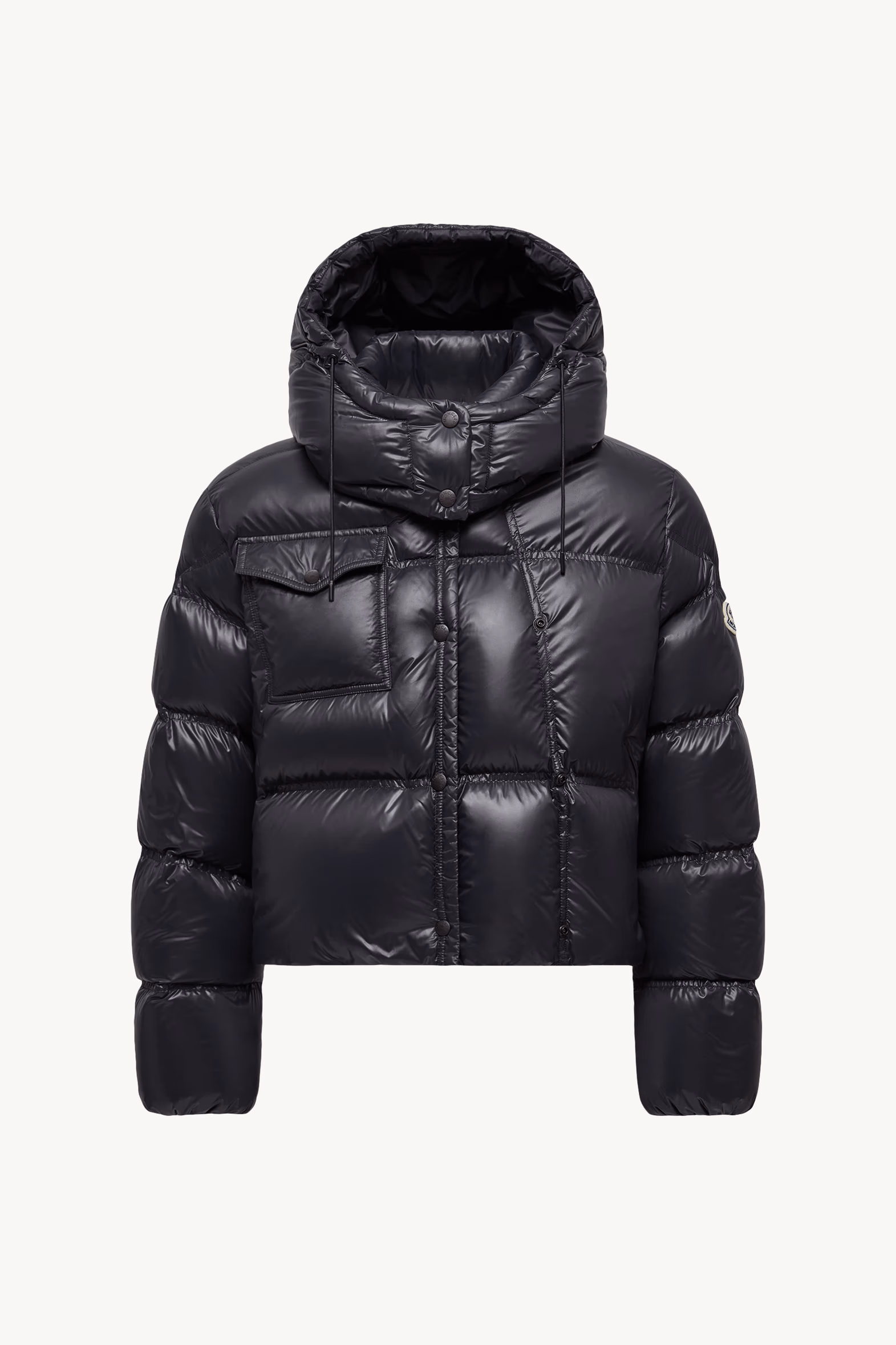 Erea Square-Quilted Hooded Short Down Jacket Women Black Moncler 2